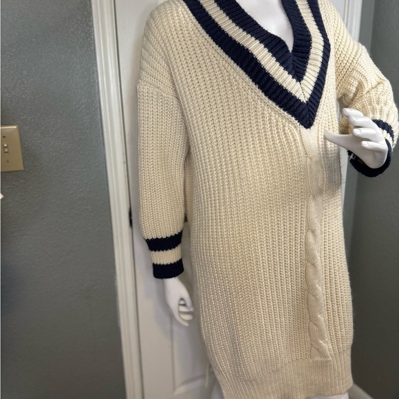 Soft Varsity Cable-Knit Mini Sweater Dress Fits LikeLarge Size . - Picture 4 of 11